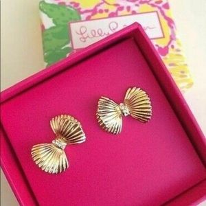 LILLY PULITZER Gold Bow Diamond Earrings
